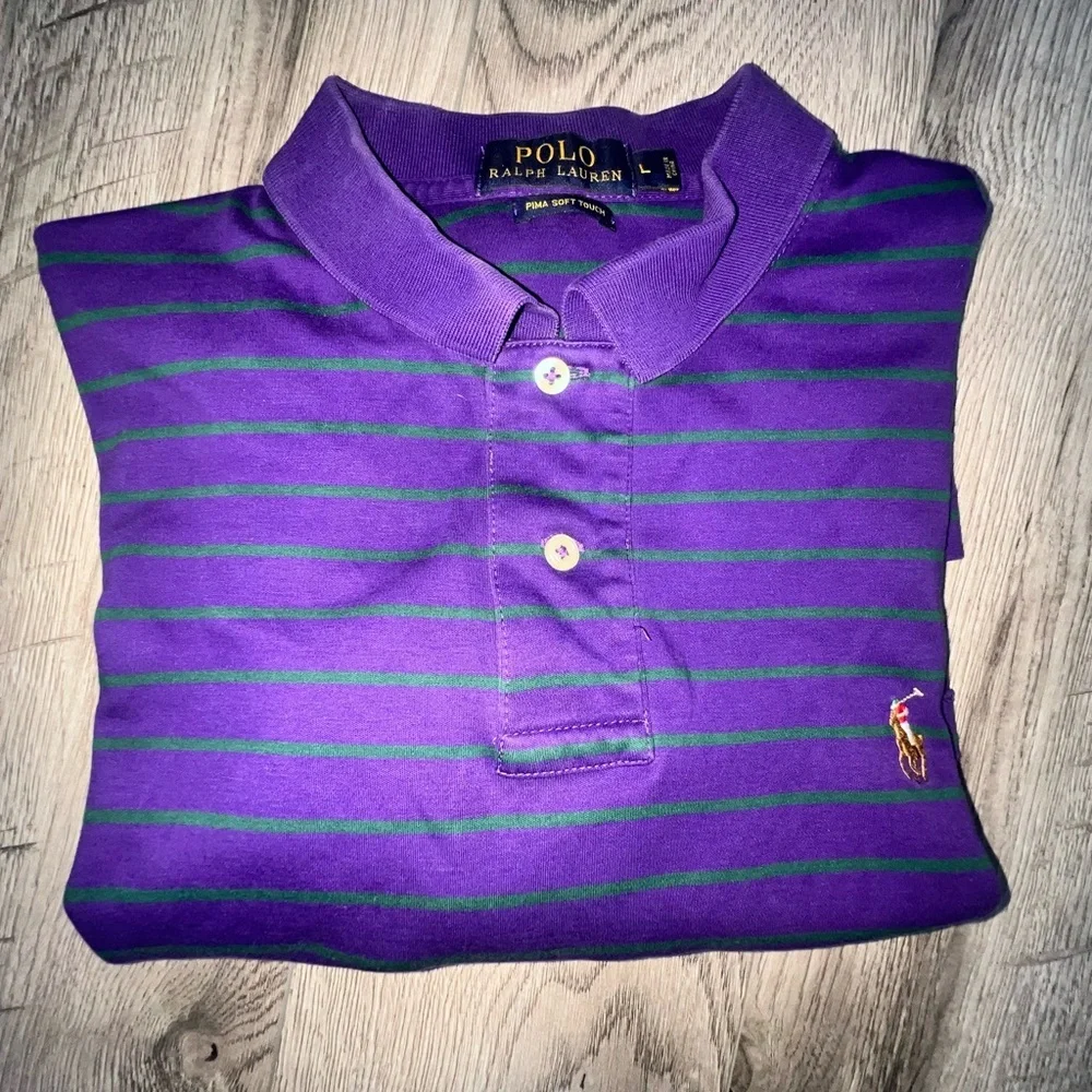 Polo Ralph Lauren Shirt Mens Small Purple Pima Soft Touch‎ Striped Golf F20